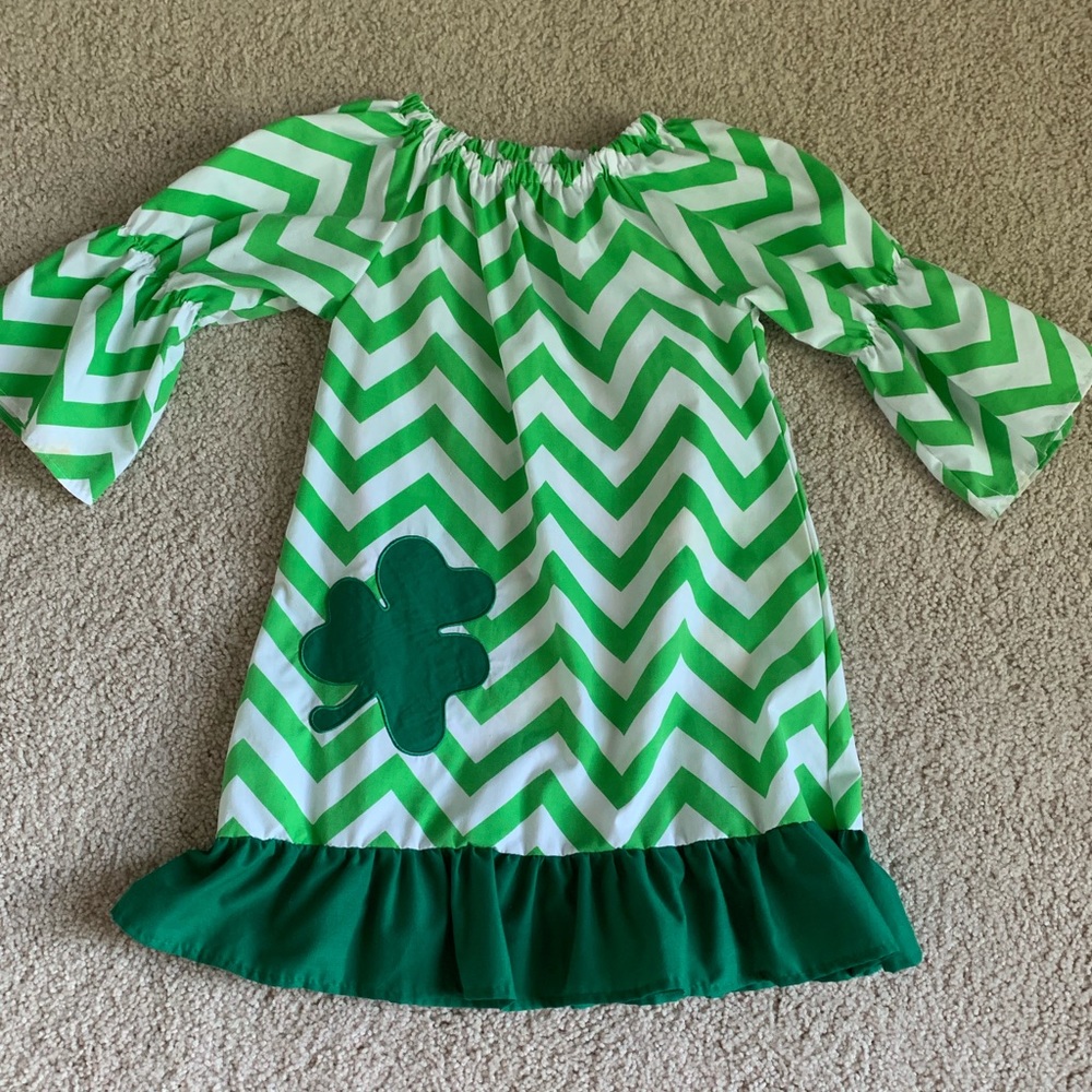 St. Patrick’s girls dress, green clover 5